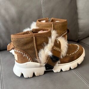 UGG Tan Kids Boots with Faux Fur